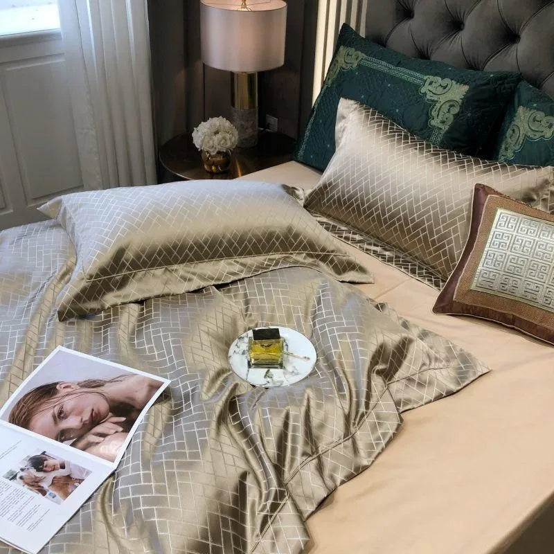 Opaline Diamond Touch Duvet Cover Set (Long-staple Sateen Cotton)