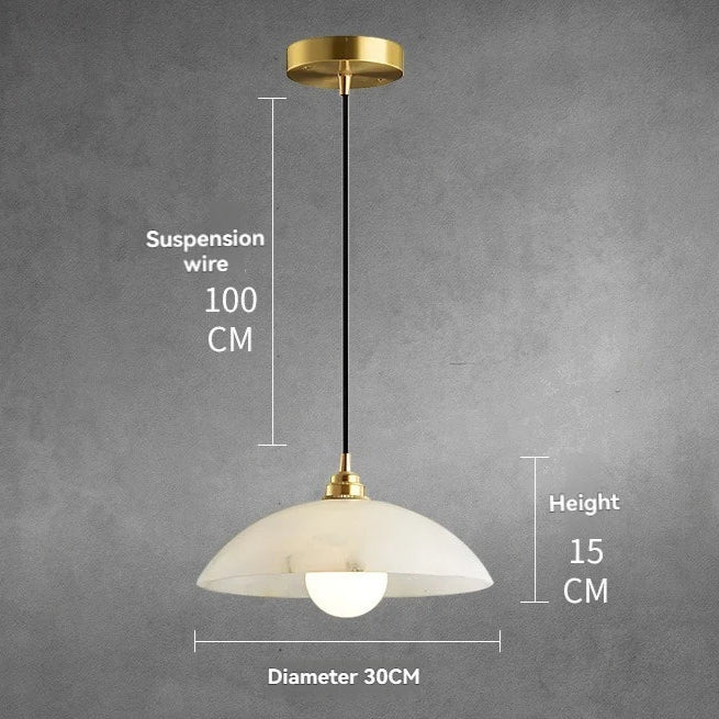 The Seraphina Luxe Pendant — Carved Marble with Vintage Brass Suspension