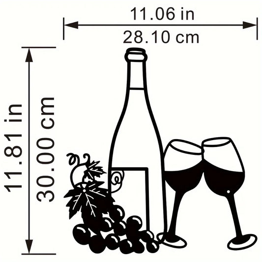 Wine Bottle and Glass Metal Wall Art