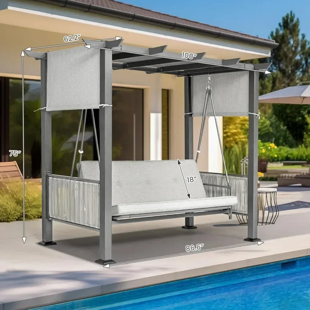 Outdoor Swing Chair With Curtains US - KaveCore