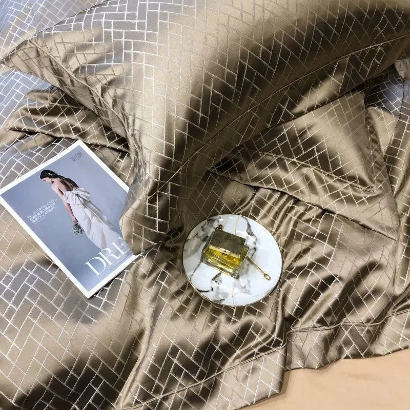 Opaline Diamond Touch Duvet Cover Set (Long-staple Sateen Cotton)