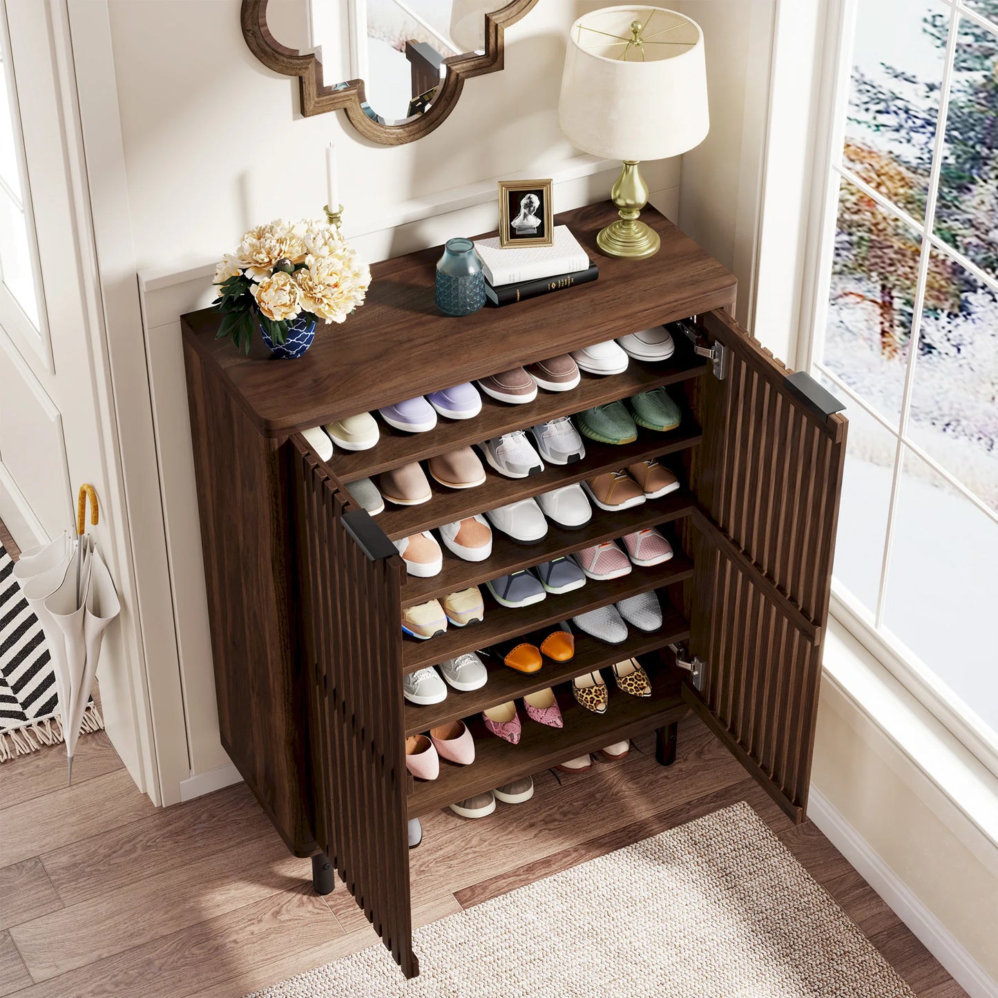 Oslo Walnut Shoe Cabinet US