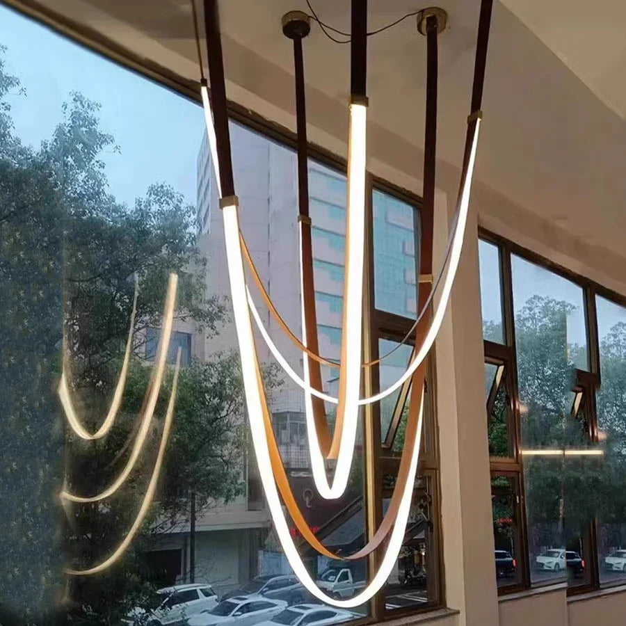 Opus Noir Leather-Strap LED Chandelier