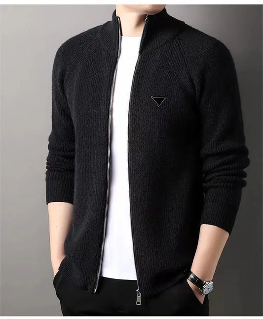 Designer Sweater Mens Embroidered Jacquard Cardigan