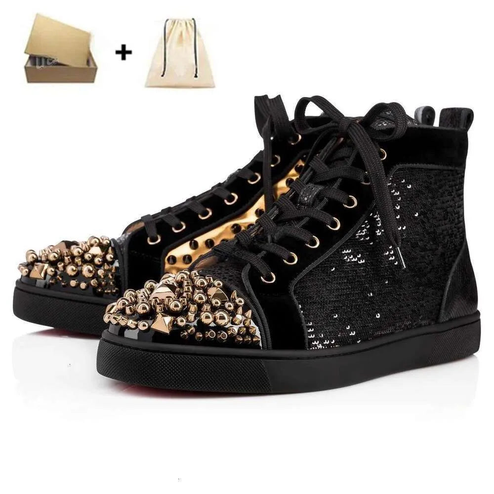 Designer Shoes Glitter Rivets Leather Suede Fashion Spikes