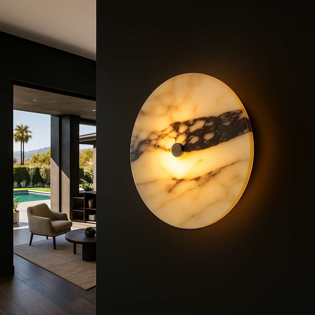 Moondisk Elegant Veined Marble Wall Lamp - KaveCore