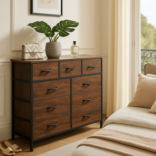 Rustic 9-Drawer Dresser – Modern Industrial Storage for Bedroom & Closet US - KaveCore