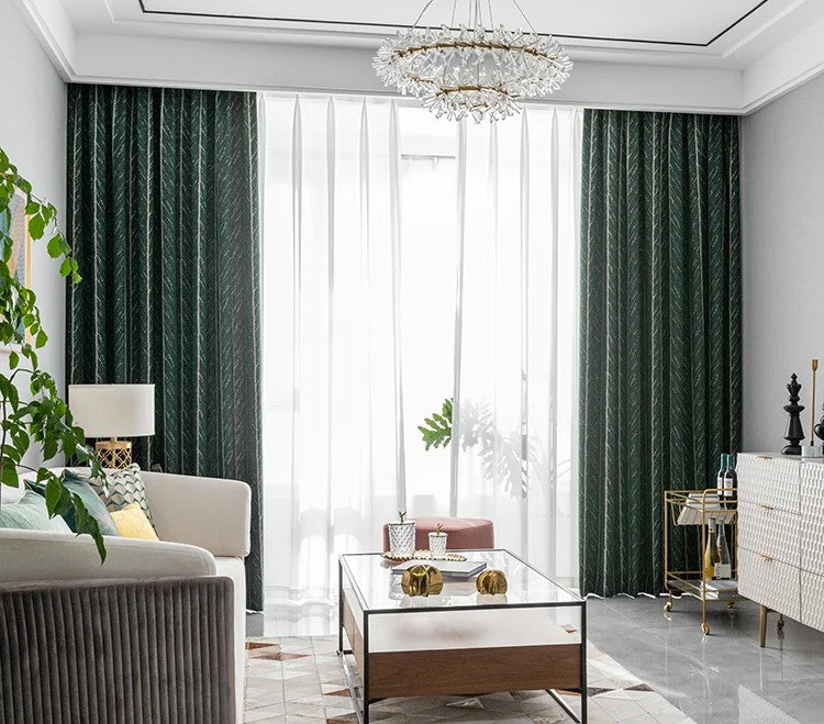 Emerald Herringbone Curtains