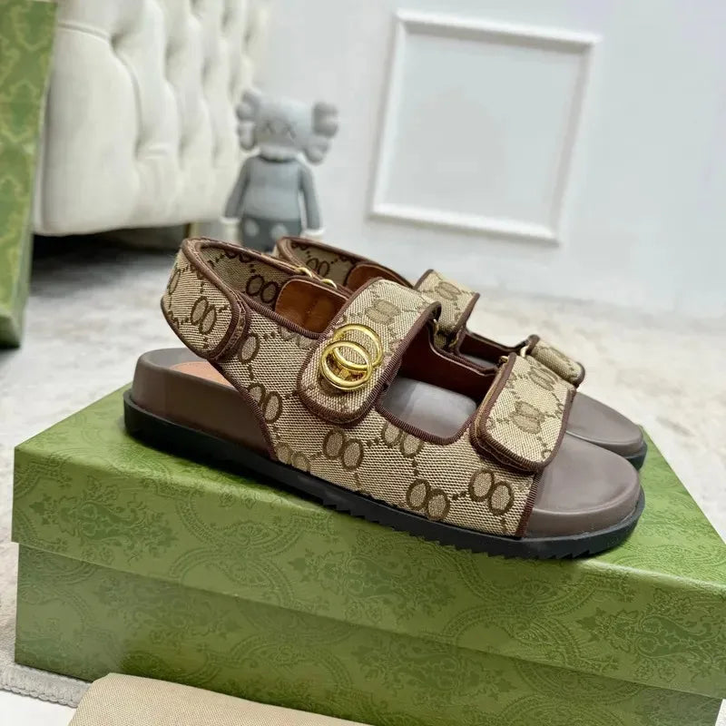 Designer Sandals Slippers Platform Canvas Flat Mules