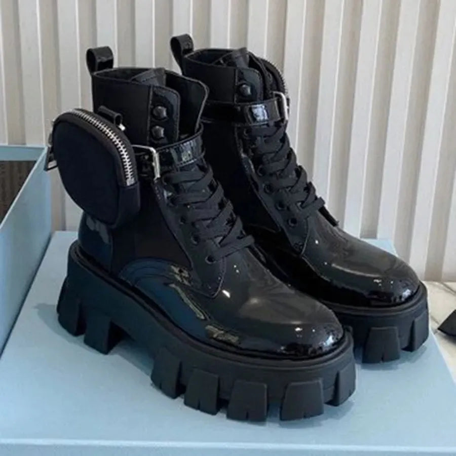 Designer Polished Leather Ankle Boots Loafers Chelsea