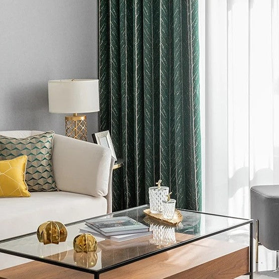 Emerald Herringbone Curtains
