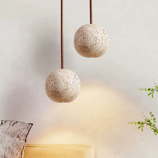 Lunaris Sphere Travertine Pendant