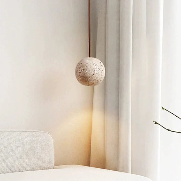 Lunaris Sphere Travertine Pendant