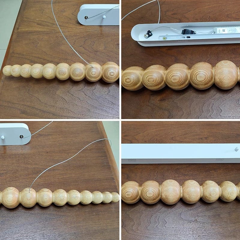 Wooden Orb Wave Chandelier