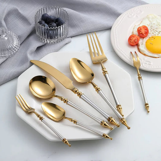Prestige White & Gold Cutlery Set