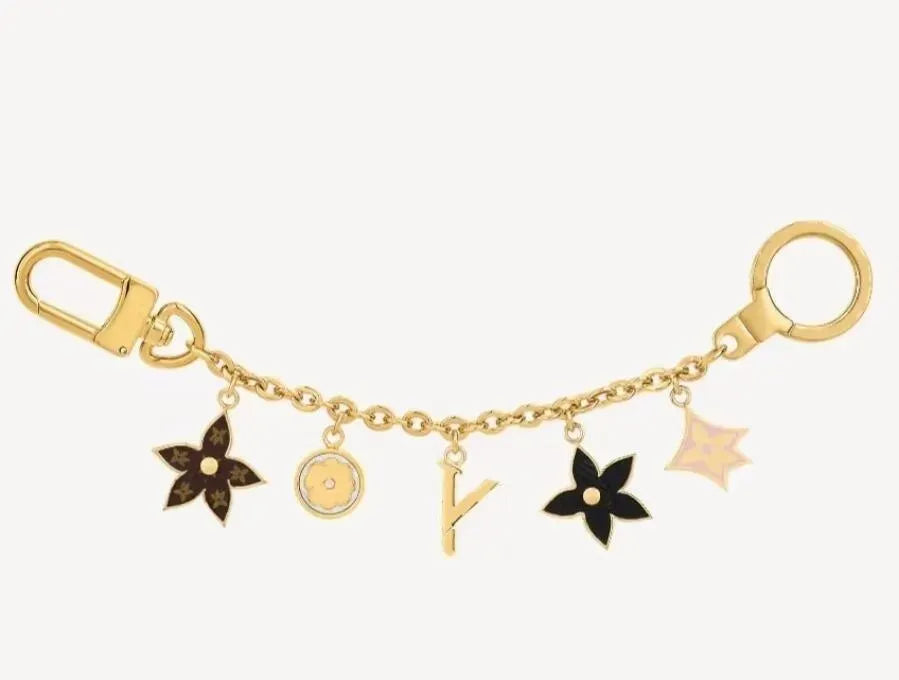 Luxury Metal Bag Charm Chain Flower Designer