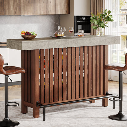 Concrete-Top Mini Bar Table with Shelves US