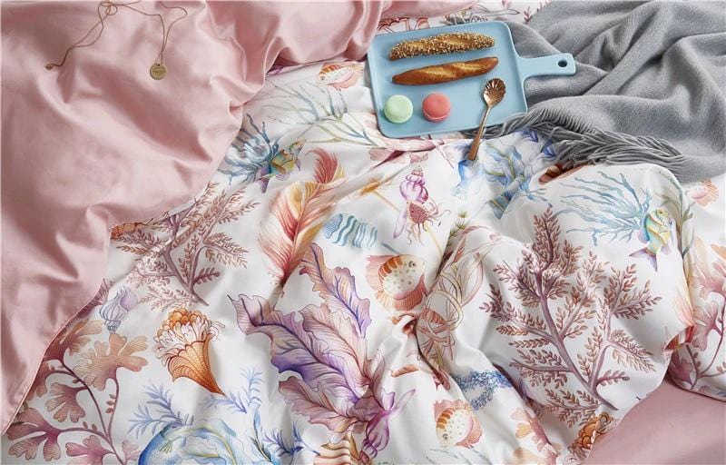Pastel Reef Duvet Cover Set (Long-staple Sateen Cotton)
