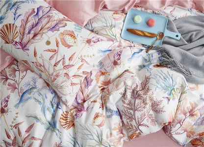 Pastel Reef Duvet Cover Set (Long-staple Sateen Cotton)