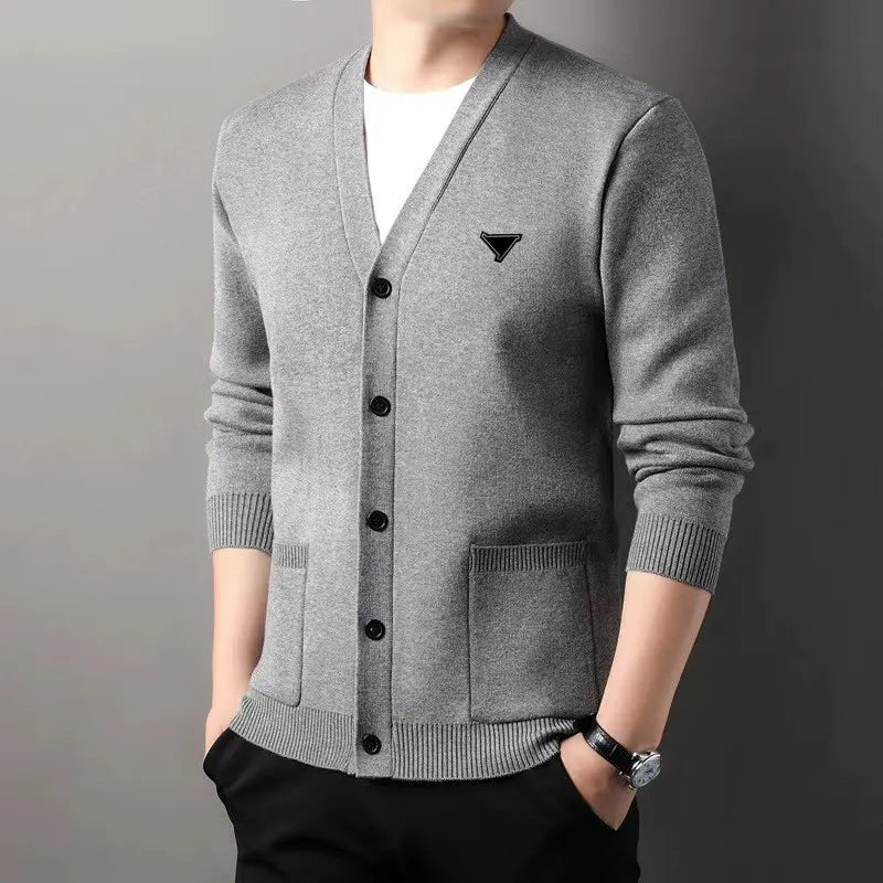 Designer Sweater Mens Embroidered Jacquard Cardigan