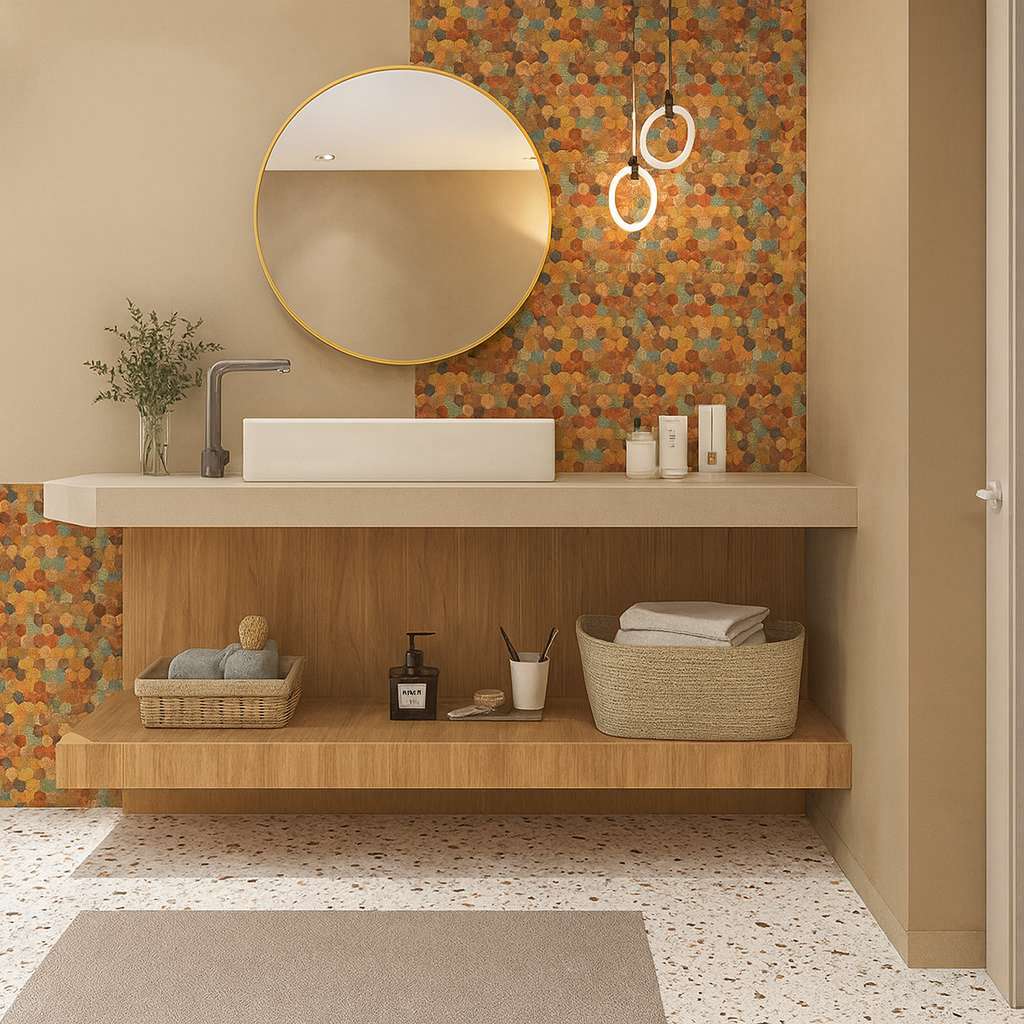 Aged Bronze Hex Mosaic Wall Panel – Peel & Stick (Set of 22)