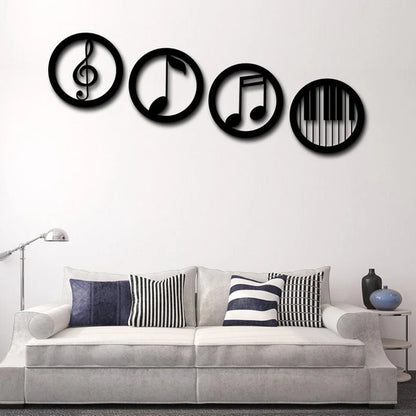 Music Note Metal Wall Art (4 Pieces)