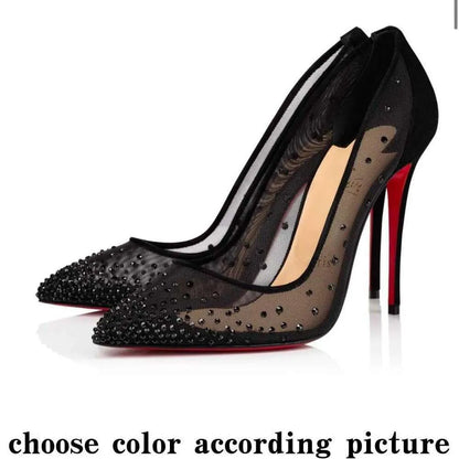High Red Heels Shoes Designer Soled Peep Pointed Toe Sandals