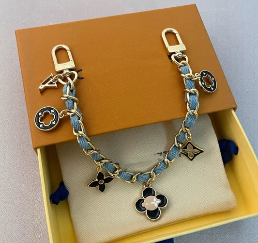 Luxury Metal Bag Charm Chain Flower Designer