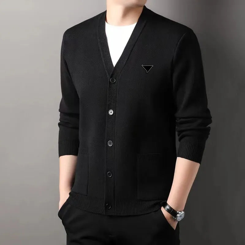 Designer Sweater Mens Embroidered Jacquard Cardigan