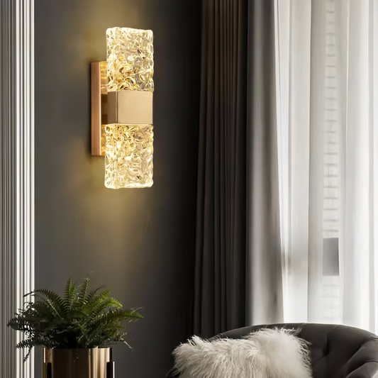 Antheia Crystal & Brass Twin-Light Sconce