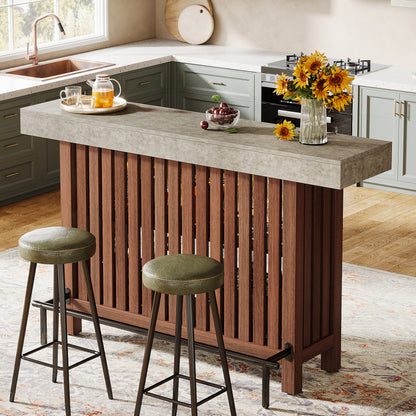 Concrete-Top Mini Bar Table with Shelves US