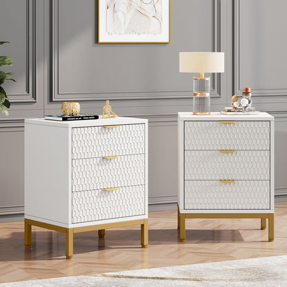 Honeycomb 3 Drawer Modern Bedside Table US