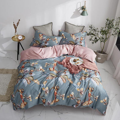 Parrot & Petal Duvet Cover Set (Long-staple Sateen Cotton)