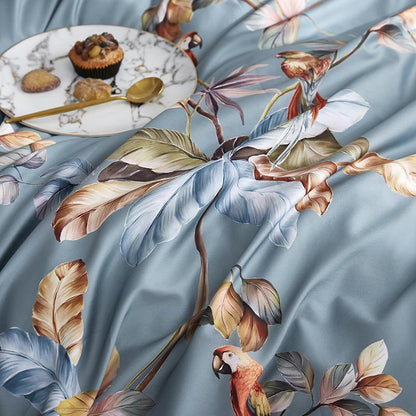 Parrot & Petal Duvet Cover Set (Long-staple Sateen Cotton)