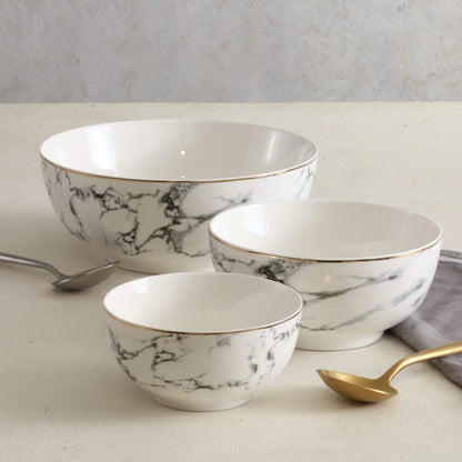 Valente Porcelain Marble Bowls (Set of 3)