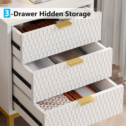 Honeycomb 3 Drawer Modern Bedside Table US