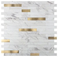 GoldRun Marble Mosaic Wall Panel – Peel & Stick (Set of 22)