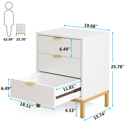 Honeycomb 3 Drawer Modern Bedside Table US