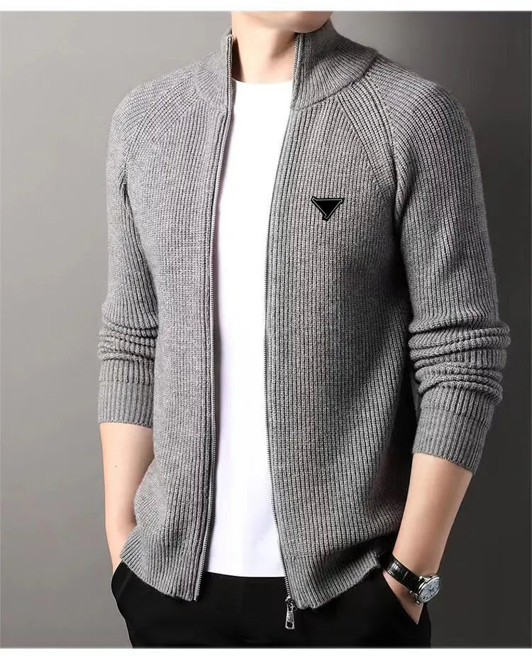 Designer Sweater Mens Embroidered Jacquard Cardigan