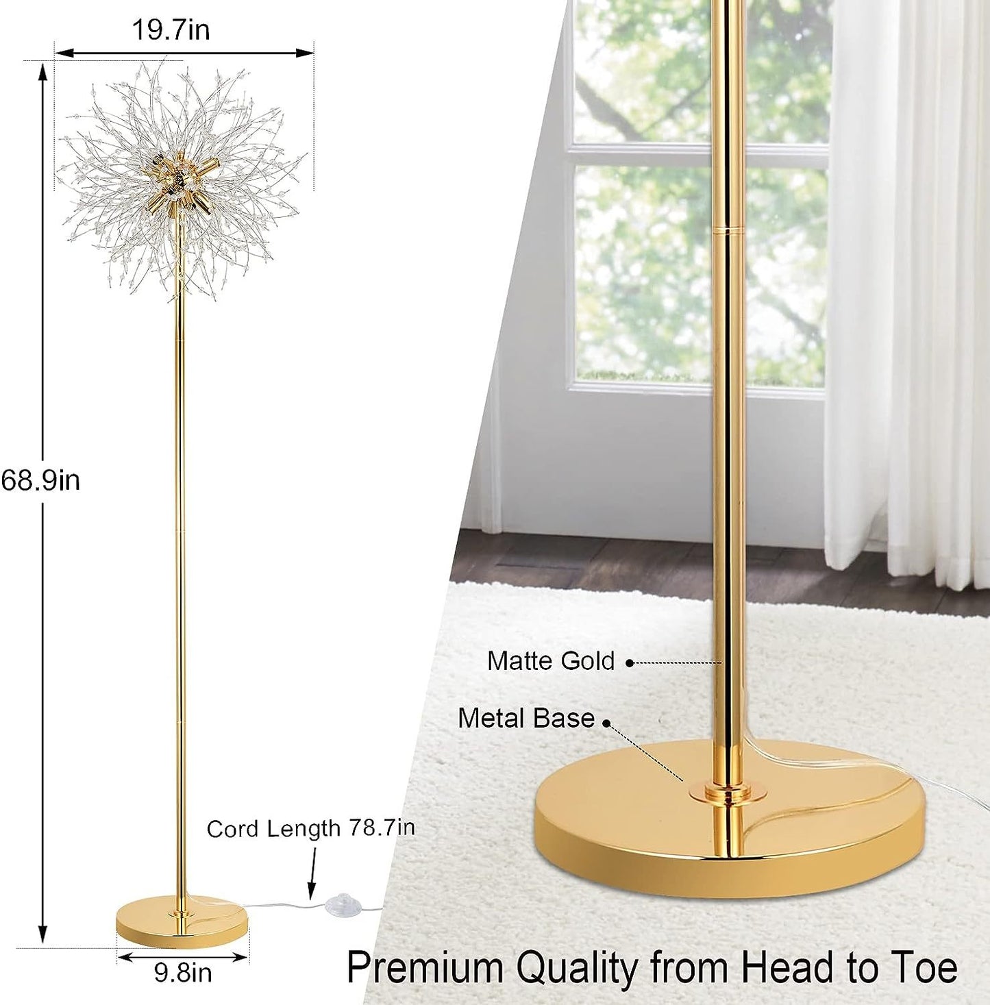 Sparkling Crystal Firework Floor Lamp - US - KaveCore