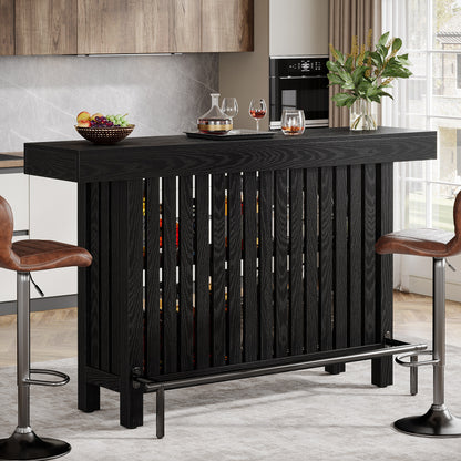 Concrete-Top Mini Bar Table with Shelves US