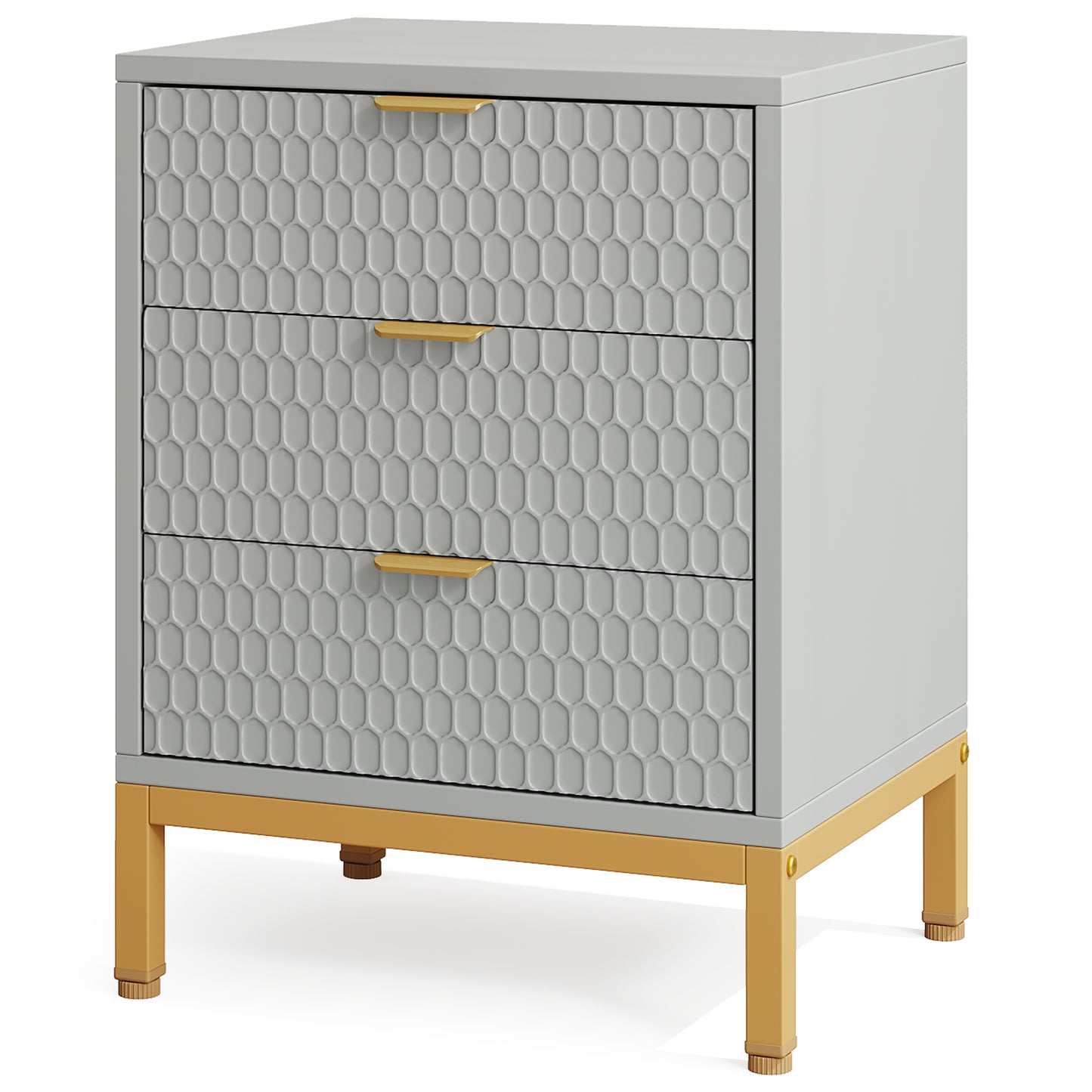 Honeycomb 3 Drawer Modern Bedside Table US