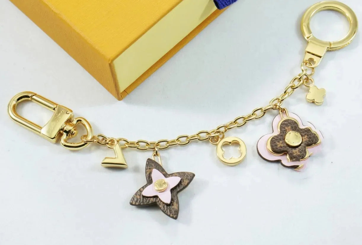 Luxury Metal Bag Charm Chain Flower Designer