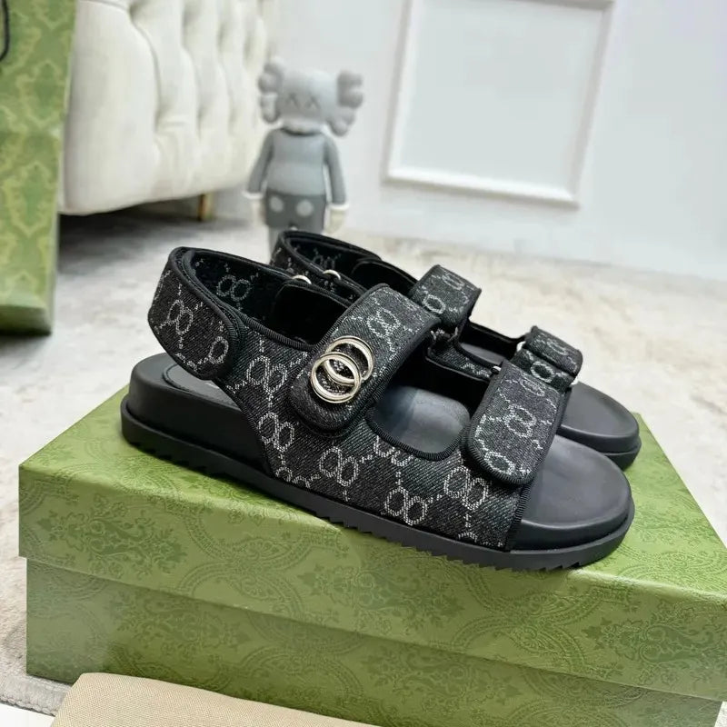 Designer Sandals Slippers Platform Canvas Flat Mules