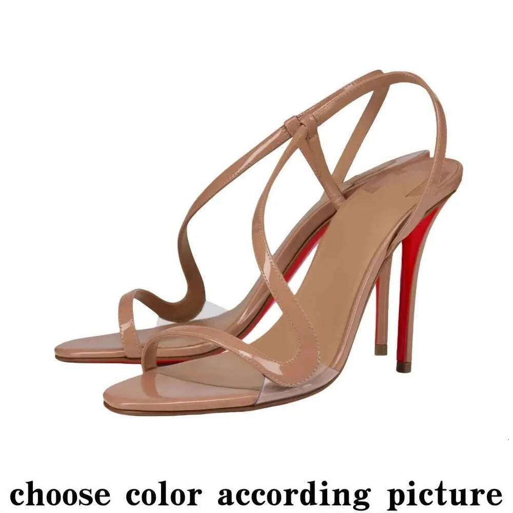 High Red Heels Shoes Designer Soled Peep Pointed Toe Sandals