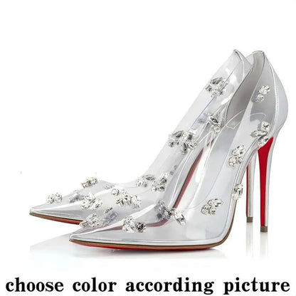 High Red Heels Shoes Designer Soled Peep Pointed Toe Sandals