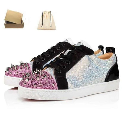 Designer Shoes Glitter Rivets Leather Suede Fashion Spikes