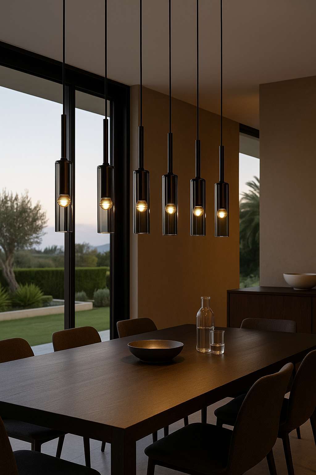 Eclipse Sphere Smoked Crystal Pendant Light