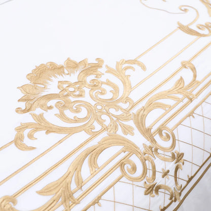 The Grand Marquise White and Gold Duvet Cover Set (Long-staple Sateen Cotton)