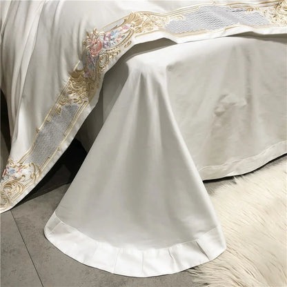White Palace Embroidered Duvet Cover Set (Long-staple Sateen Cotton)